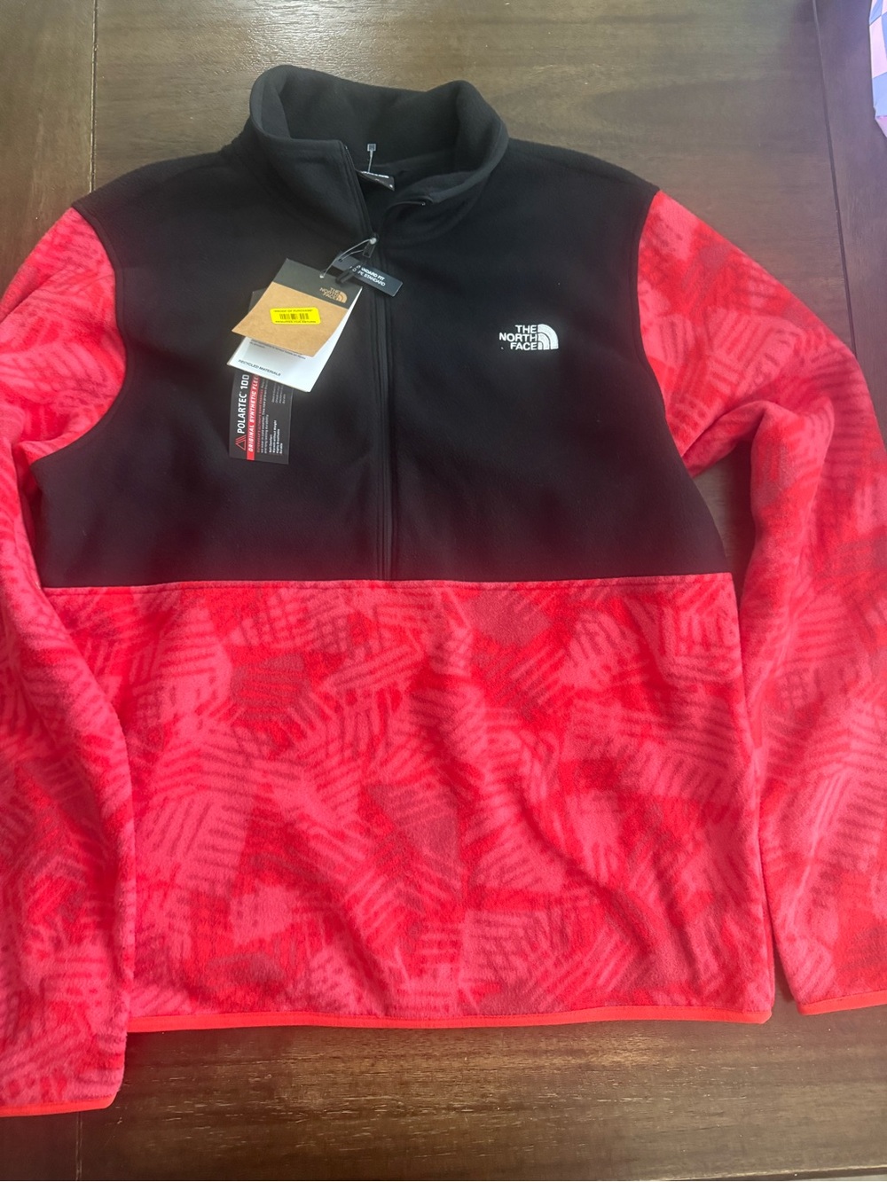The North Face Men’s Black & Red Patterned Half-Zip Fleece Pullover